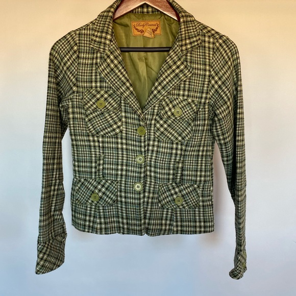 Body Central Green Plaid Jacket Wool/Poly Blend Size Small - Picture 1 of 8